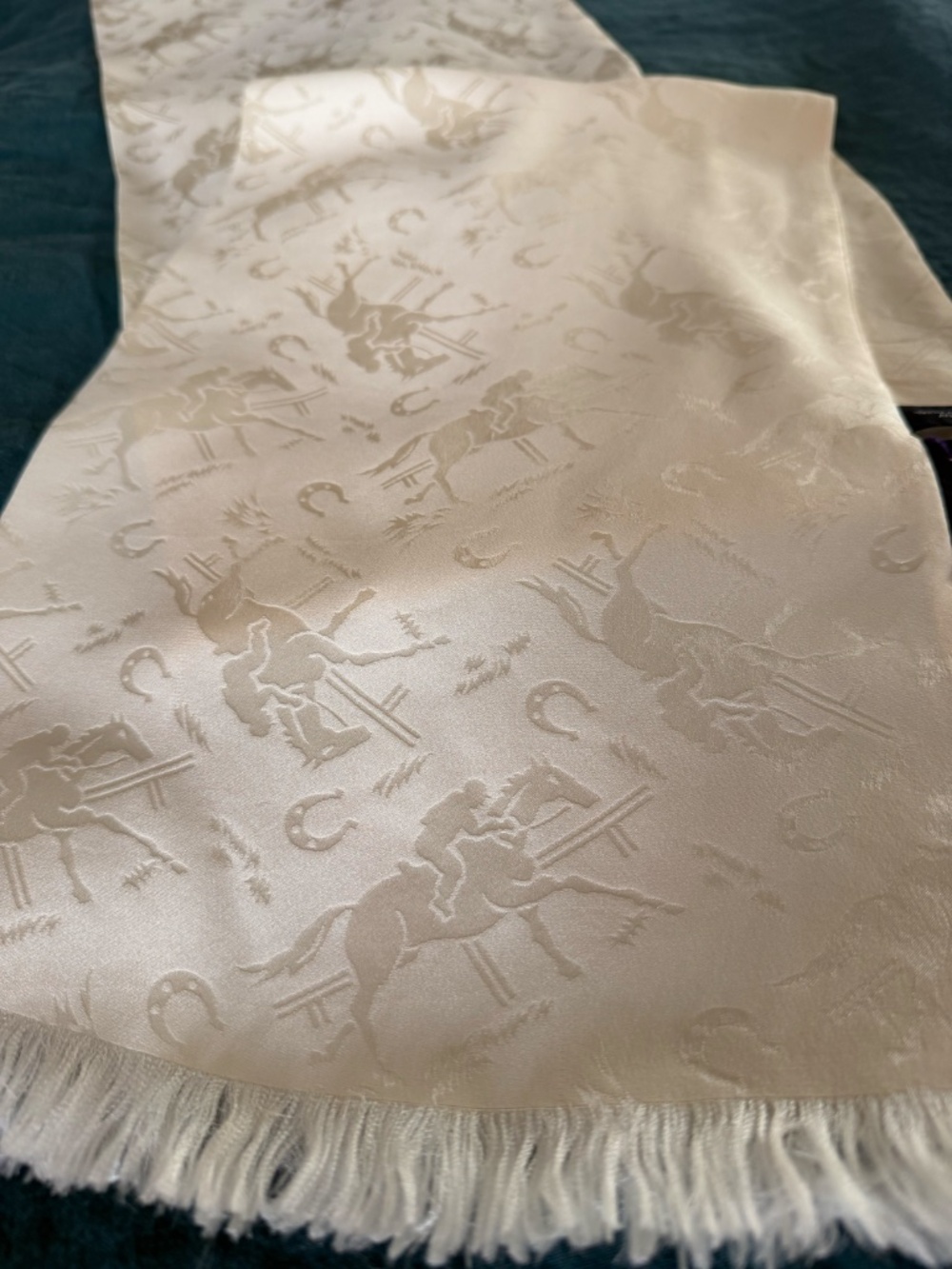 Vintage Ralph Lauren 100% Silk Jacquard Equestrian Opera Scarf Made in Japan